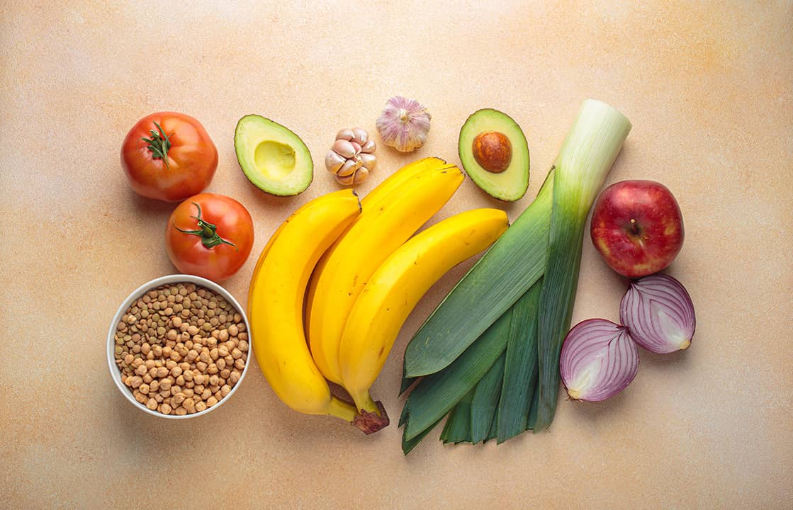 Assorted probiotic fruits and vegetables